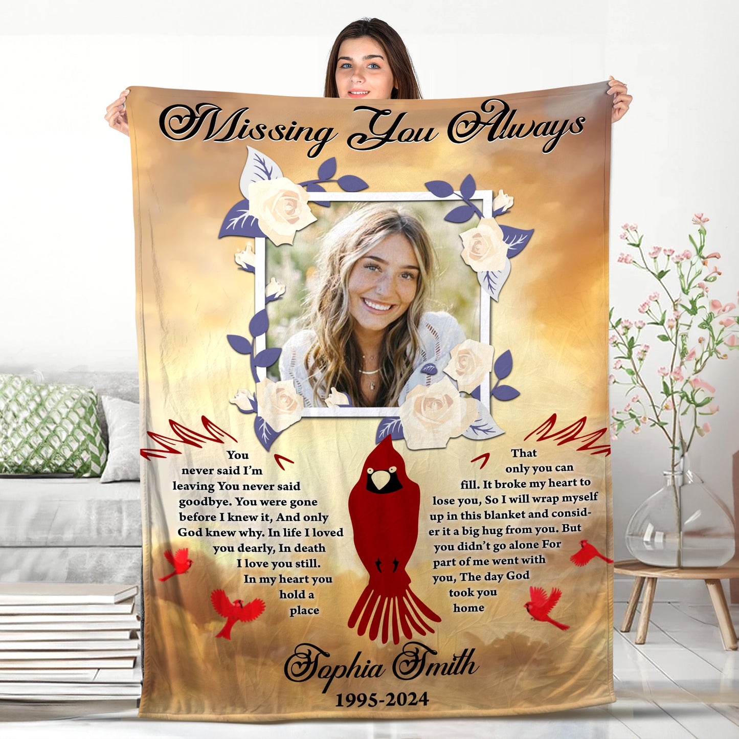 Missing You Always - Personalize, Blanket, Memorial Gift - Memorial Personalized Custom Blanket - Christmas Gift, Sympathy Gift