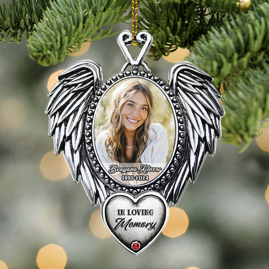 In Loving Memory Wings - Personalized Memorial Vintage Ornament - Personalized Acrylic Ornament