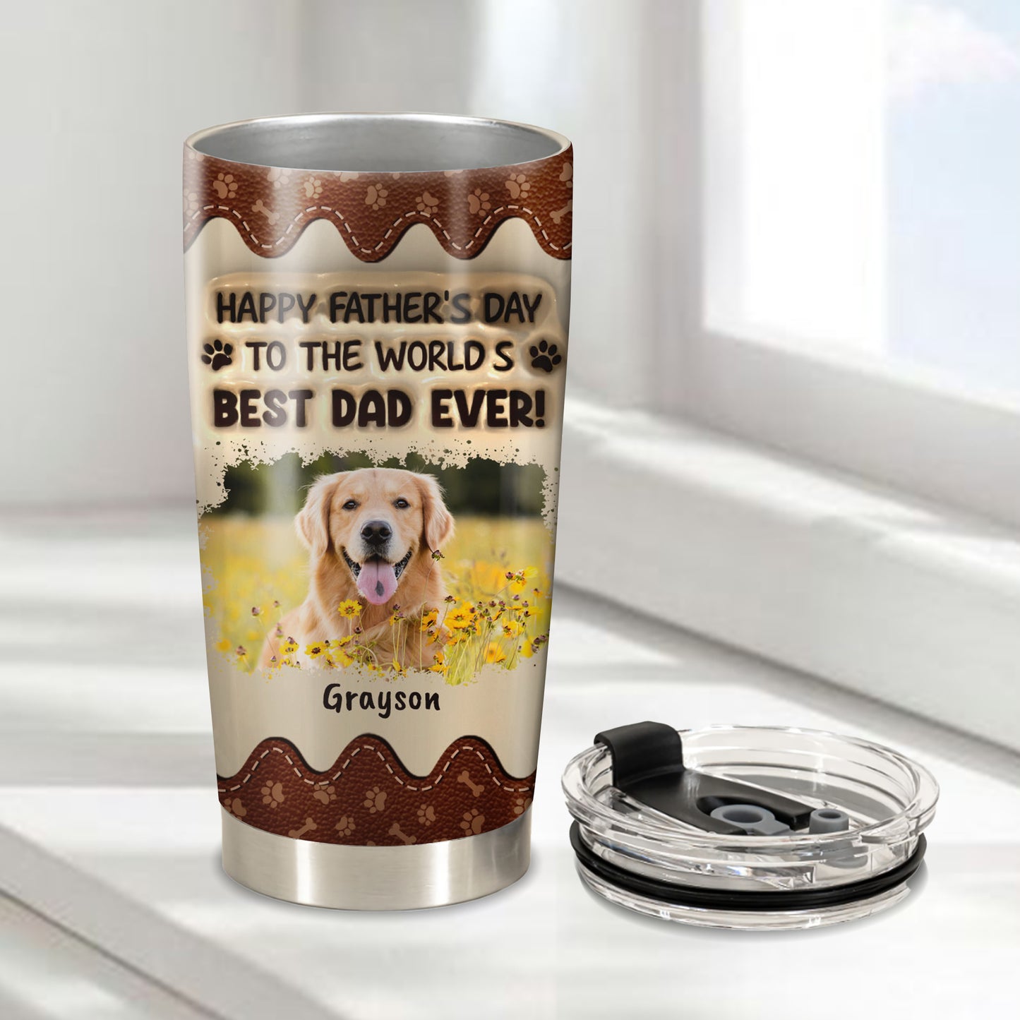 To The World's Best Dad - Personalized Custom 3D Inflated Effect - Personalized Custom 20oz Tumbler