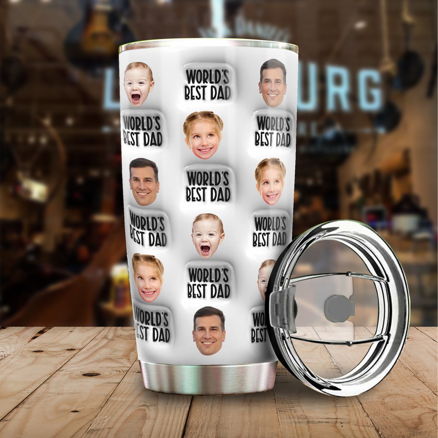 Custom photo Best Dad Ever - Personalized Custom 3D Inflated Effect - Personalized Custom 20oz Tumbler