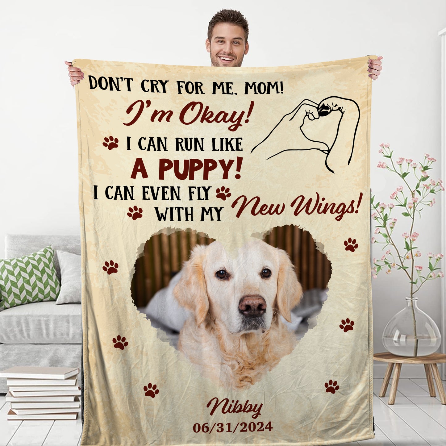 Don't Cry For Me - Memorial Personalized Custom Blanket - Christmas Gift, Sympathy Gift For Pet Owners, Pet Lovers