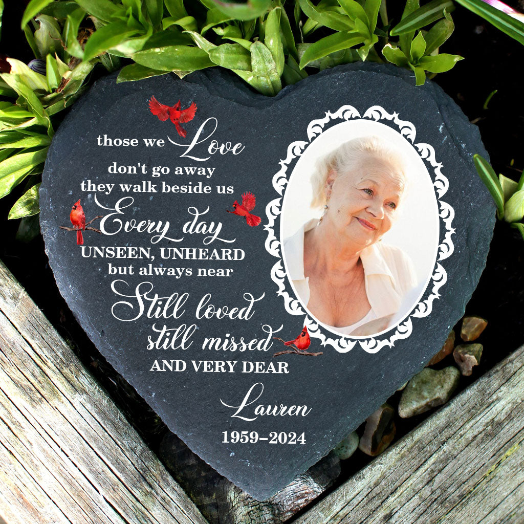 Unseen, Unheard But Always Near Still Loved Still Missed - Personalized Custom Heart Shaped Stone With Stand