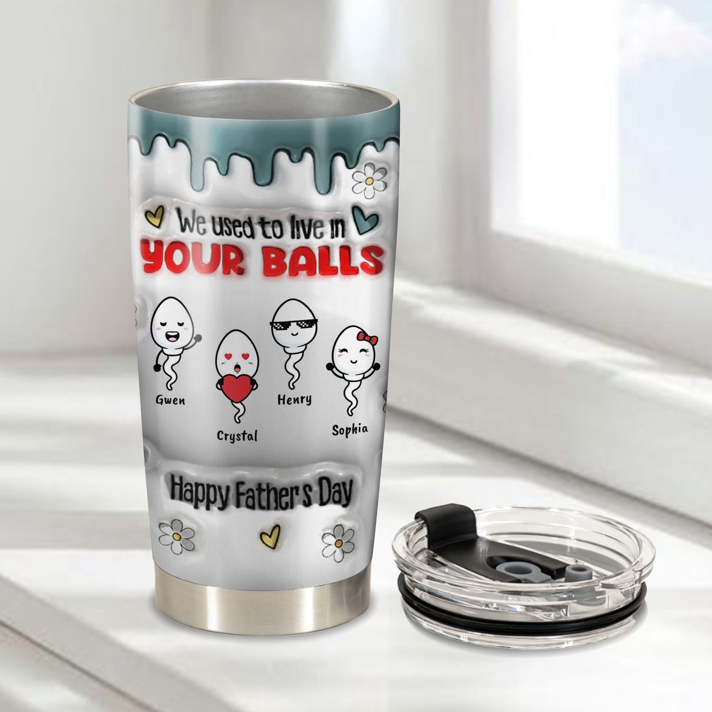 Happy Father's Day Dad - Personalized Custom 3D Inflated Effect - Personalized Custom 20oz Tumbler