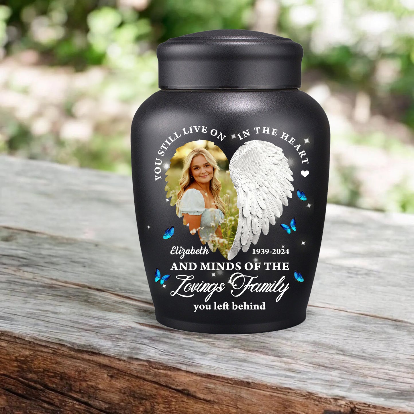 You Still Lives On In The Hearts and Minds Big Urn - Keepsake Urn for Ashes - Stainless Steel Big Urns