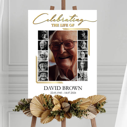 Custom Picture Celebration of Life, In Loving Memory - Funeral Welcome Sign - Memorial Sign