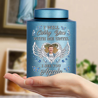 I Will Carry You With Me Color Urn - Keepsake Urn for Ashes - Stainless Steel Color Urns