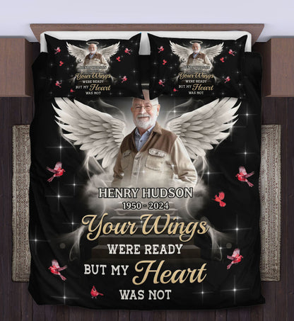 Your Wings Were Ready A Hug From Heaven Bedding Set - Memorial Personalized Custom Bedding Set - Christmas Gift, Sympathy Gift