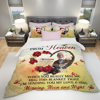 Cardinal A Hug From Heaven Bedding Set - Memorial Personalized Custom Bedding Set - Christmas Gift, Sympathy Gift