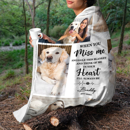 Snuggle This Blanket and Think Of Me - Memorial Personalized Custom Blanket - Christmas Gift, Sympathy Gift For Pet Owners, Pet Lovers