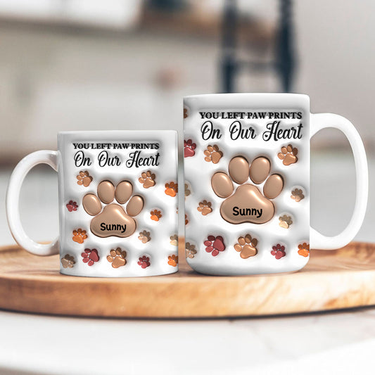 You Left Pawprints - Personalized Custom 3D Inflated Effect - Personalized Custom Mugs