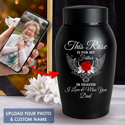 This Rose Is For My Mother - Personalized Photo Urn - Modern Ashes Urn