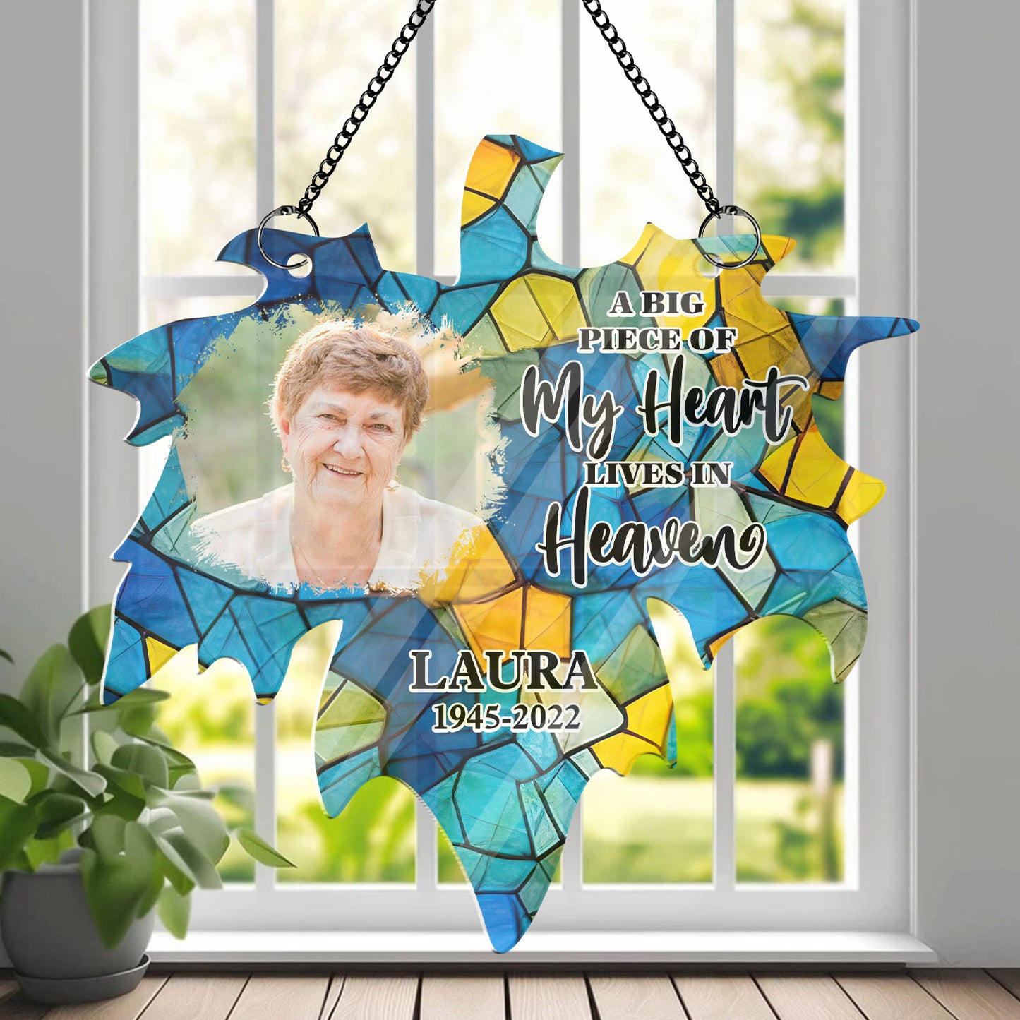 Big Piece Of My Heart Hanging Door - Memorial Hanging Door Acrylic - Personalized Custom Shape Window Hanging Acrylic