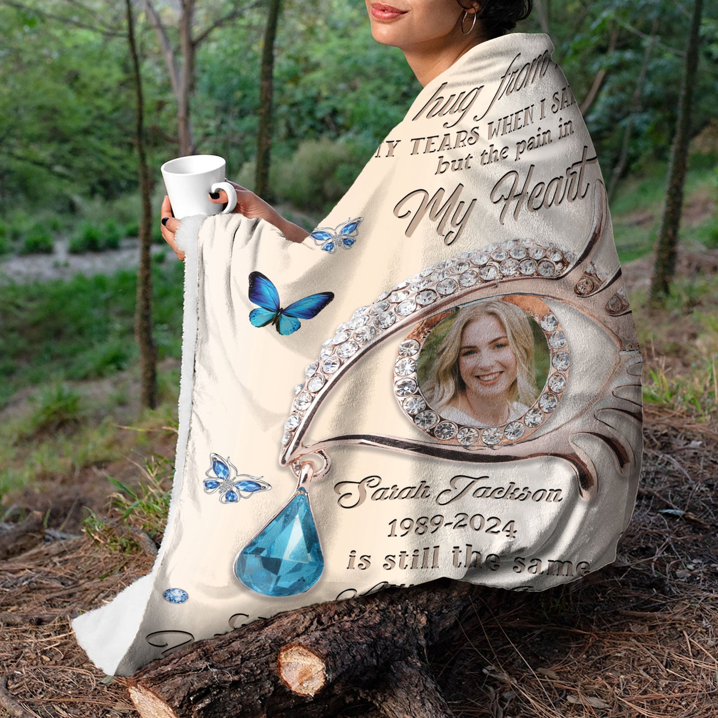 I Hide My Tears - Memorial Personalized Custom Blanket - Christmas Gift, Sympathy Gift