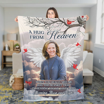 A Hug From Heaven - Memorial Personalized Custom Blanket - Christmas Gift, Sympathy Gift For Pet Owners, Pet Lovers