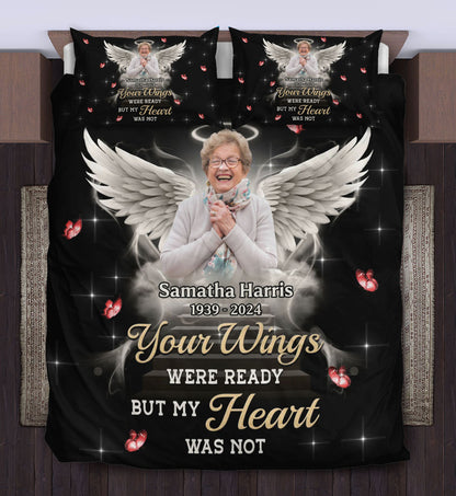 Your Wings Were Ready A Hug From Heaven Bedding Set - Memorial Personalized Custom Bedding Set - Christmas Gift, Sympathy Gift