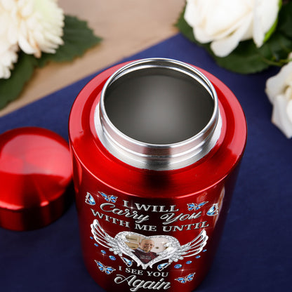 I Will Carry You With Me Color Urn - Keepsake Urn for Ashes - Stainless Steel Color Urns