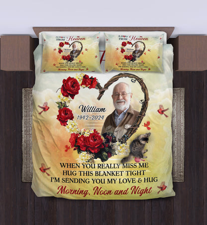 Cardinal A Hug From Heaven Bedding Set - Memorial Personalized Custom Bedding Set - Christmas Gift, Sympathy Gift