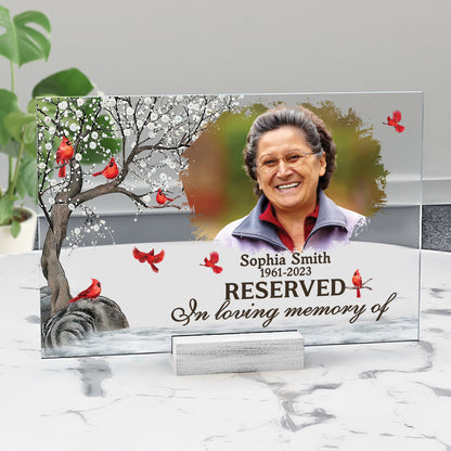 Cardinal Reserved Memorial -  Personalized Memorial Plaque Sympathy Gift, In Loving Memory Present, Custom Mother Memorial Plaque