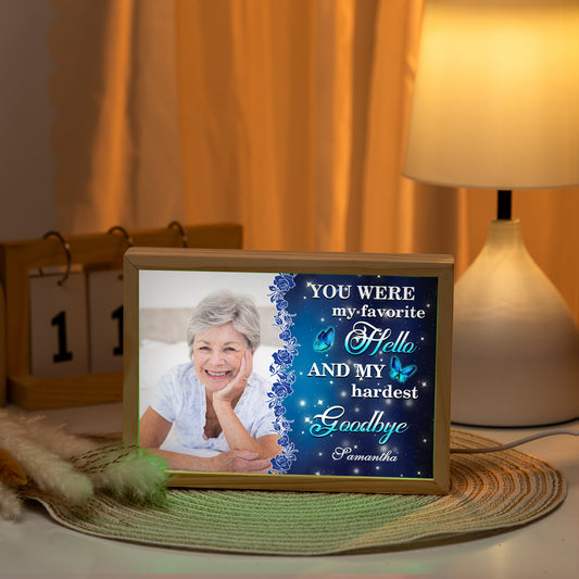 My Favorite Hello - Memorial Sympathy Gift, Personalized Luminous Frame Light Box, LED Night Light