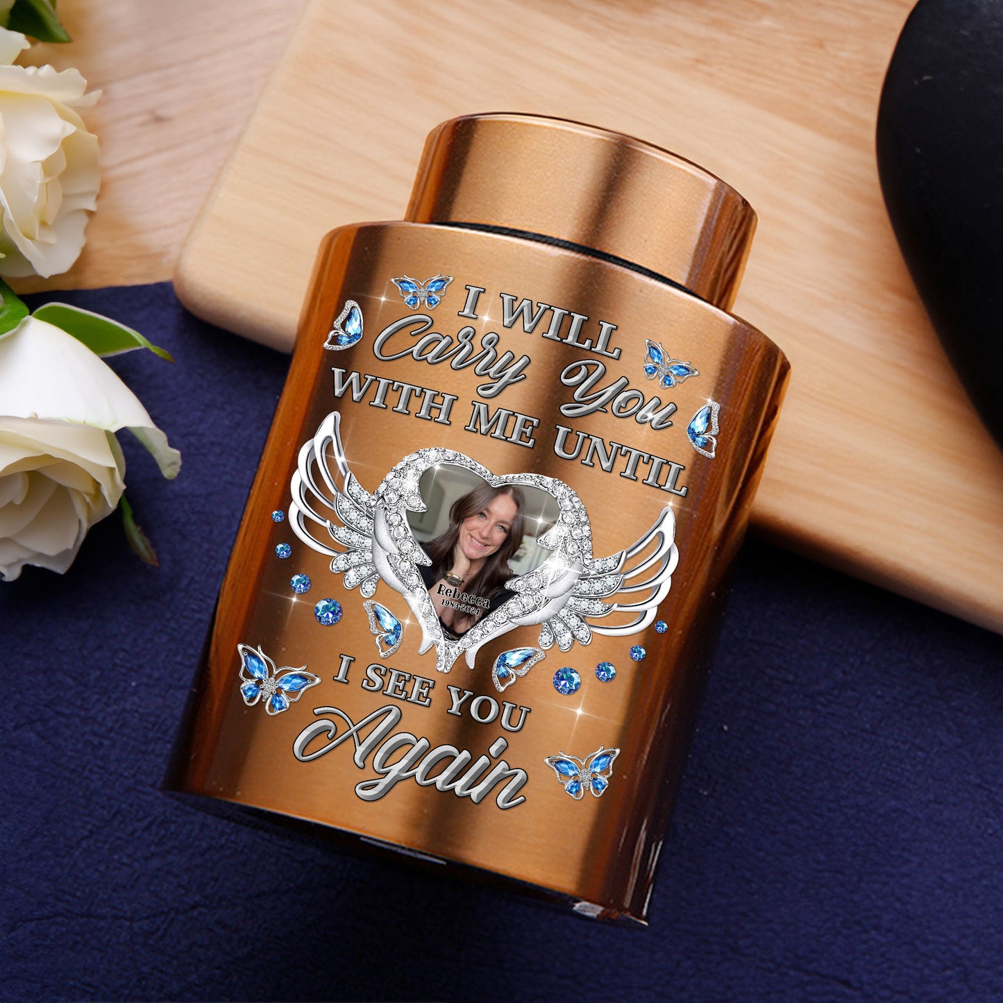 I Will Carry You With Me Color Urn - Keepsake Urn for Ashes - Stainless Steel Color Urns