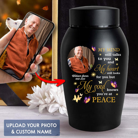 My Soul Knows You Are At Peace - In Loving Family Urn- Personalized Photo Urn - Modern Ashes Urn