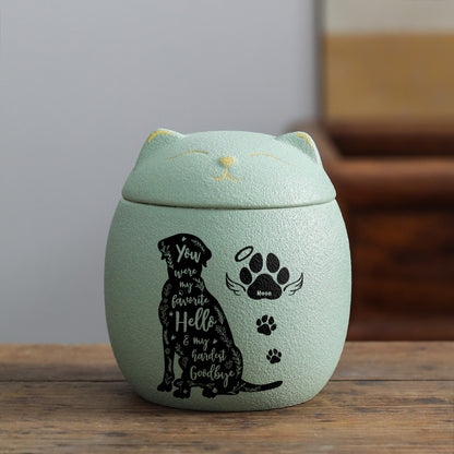 My Hardest Goodbye - Personalized Pet Urn - Modern Animal Ashes Cremation Urn - Gift for Loss of a Pet