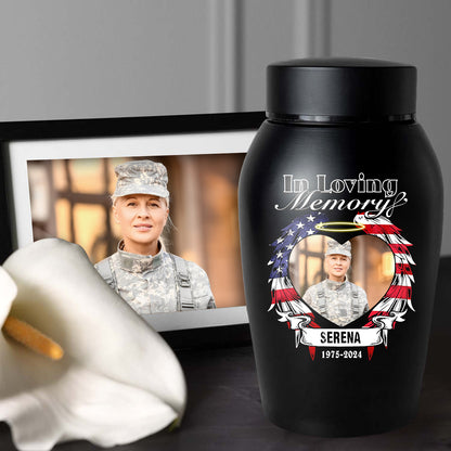 Veteran Custom Photo Urn - In Loving Family Urn- Personalized Photo Urn - Modern Ashes Urn