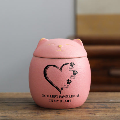 You Left Pawprint In My Heart - Personalized Pet Urn - Modern Animal Ashes Cremation Urn - Gift for Loss of a Pet