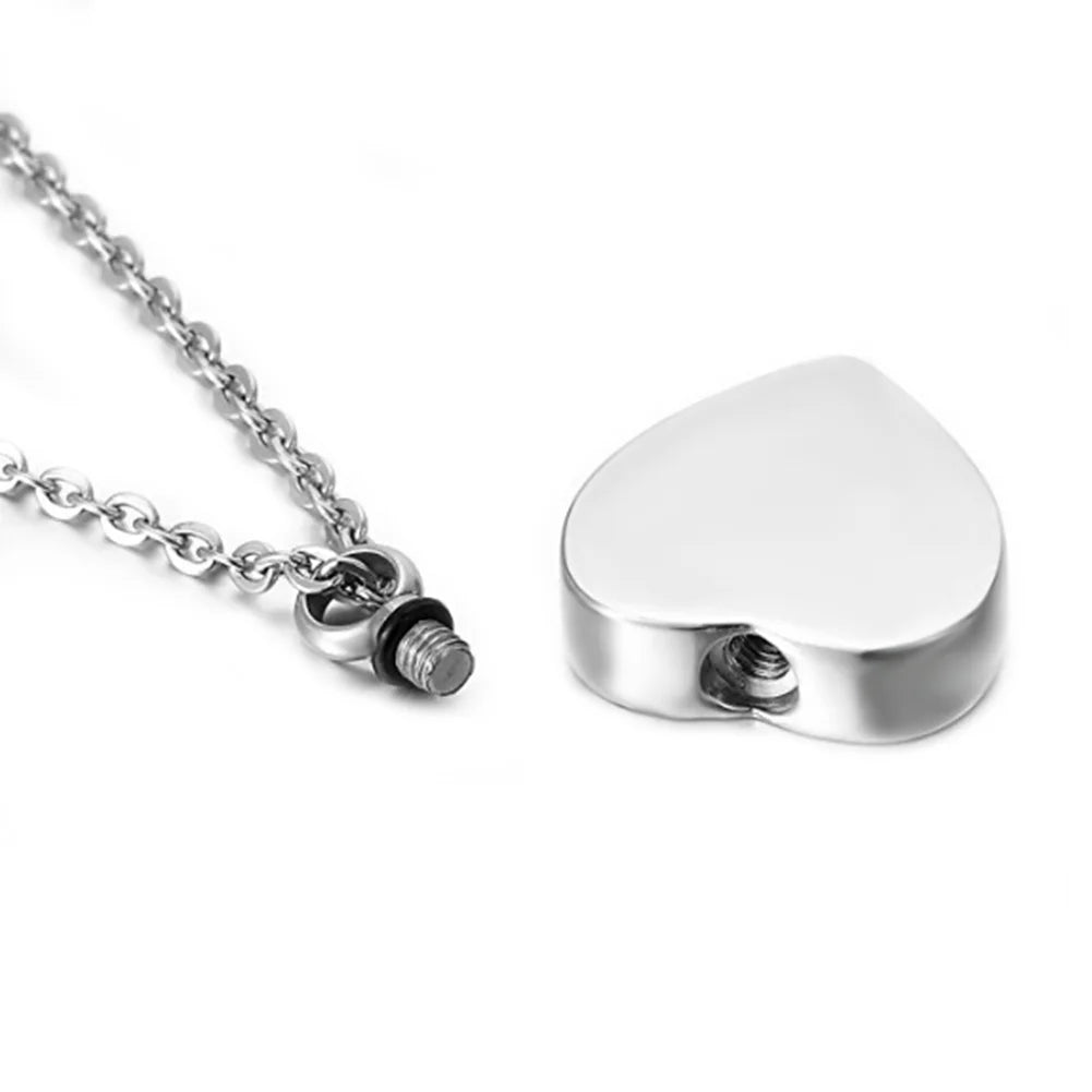 Custom Stainless Steel Cremation Ash Jewelry Heart Urn Necklace Memorial Keepsake Heart Pendant Funnel Fill Kit