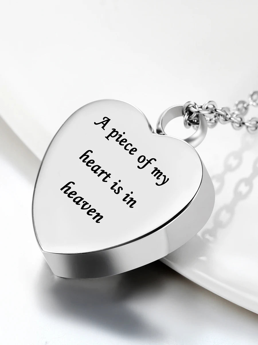 Custom Stainless Steel Cremation Ash Jewelry Heart Urn Necklace Memorial Keepsake Heart Pendant Funnel Fill Kit