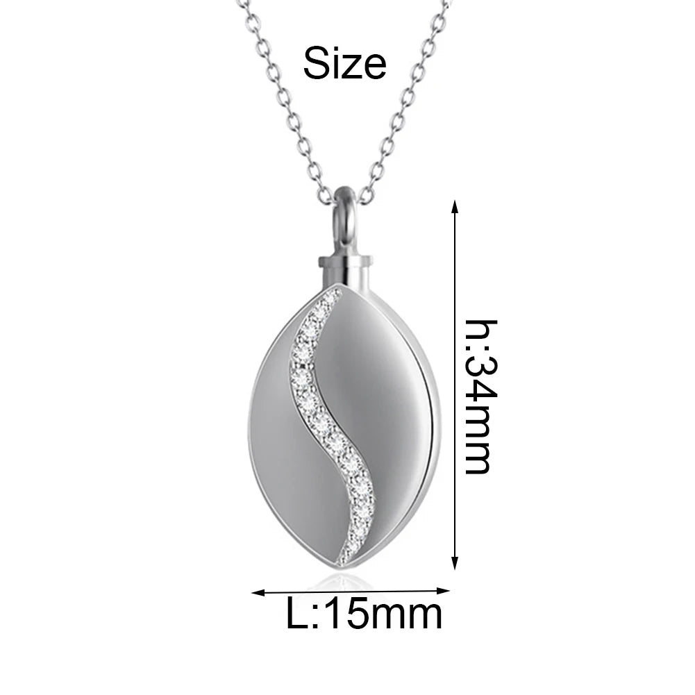 Trendy Stainless Steel Tear Drop Pet Urn Ashes  Necklace Pendant Memorial Ash Keepsake Cremation Jewelry