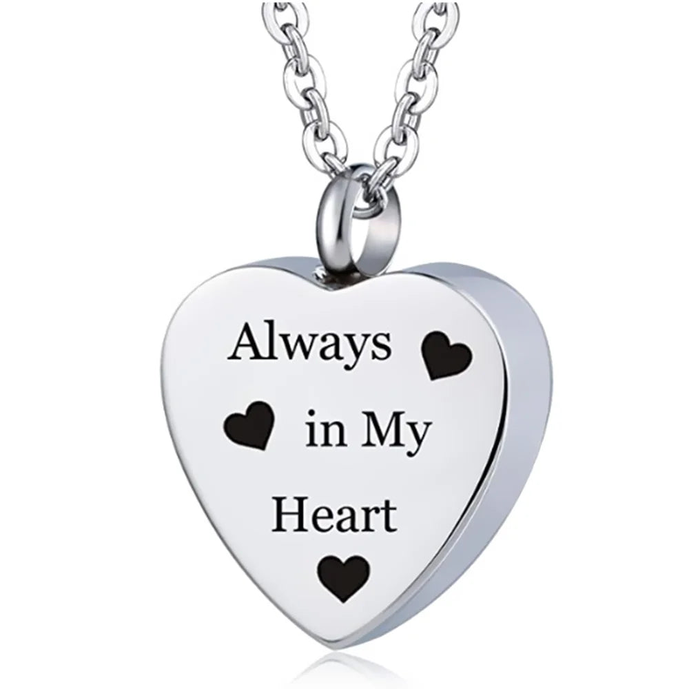 Custom Stainless Steel Cremation Ash Jewelry Heart Urn Necklace Memorial Keepsake Heart Pendant Funnel Fill Kit