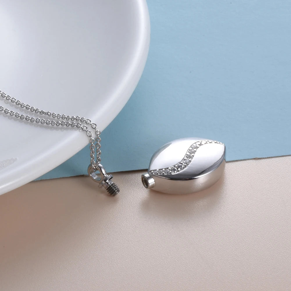 Trendy Stainless Steel Tear Drop Pet Urn Ashes  Necklace Pendant Memorial Ash Keepsake Cremation Jewelry