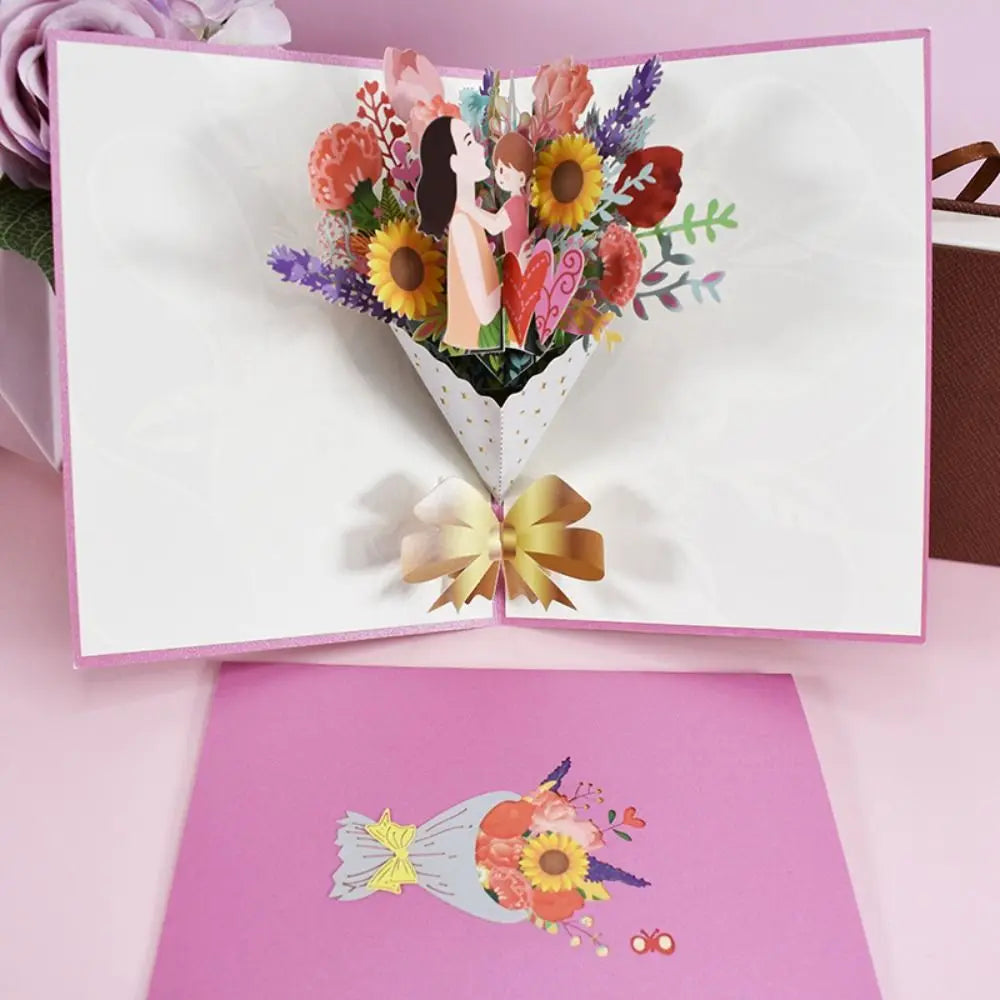 Sympathy Blessing Card Pop Up 3D Bouquet Card Flower Greeting Cards