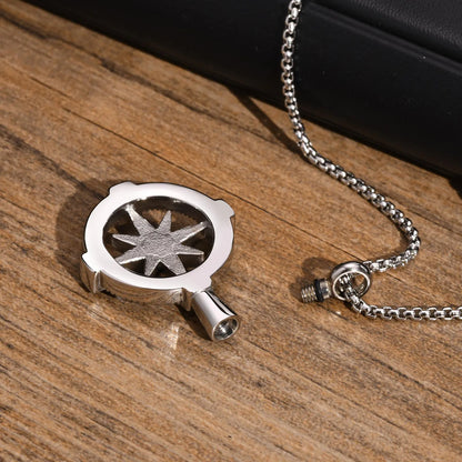 Stylish Navigation Compass Necklace for Men Women,Stainless Steel Urn Cremation for Ashes Collar Keepsake Gifts Jewelry