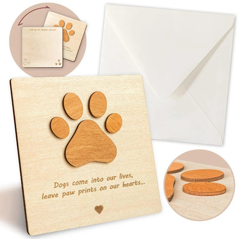 Wood Pet Sympathy Cards For Dog - Dog Sympathy Card For Pet Loss, Loss Of Dog Sympathy Gift Easy To Use