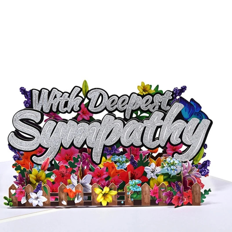 3D Flower Pop-Up Deepest Sympathy Card with Envelope