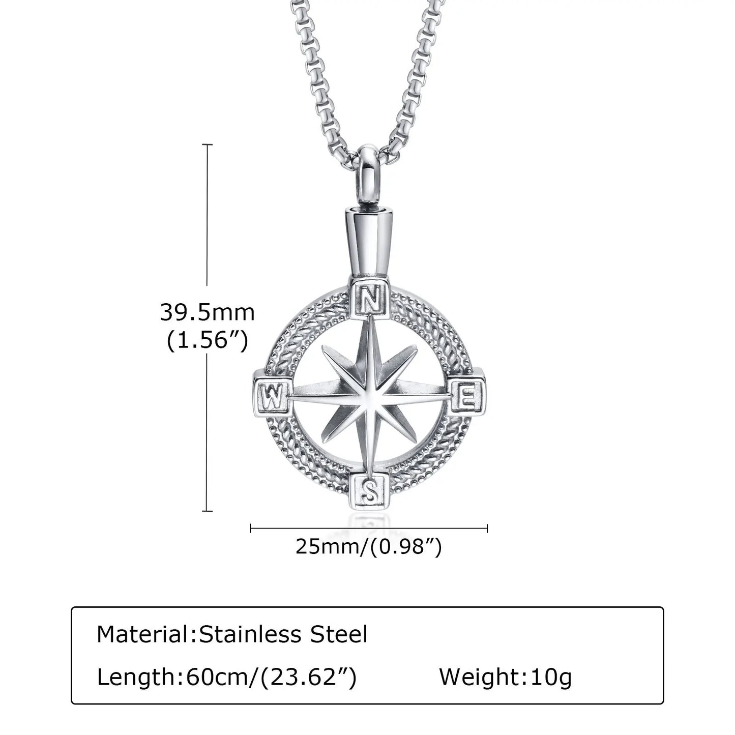 Stylish Navigation Compass Necklace for Men Women,Stainless Steel Urn Cremation for Ashes Collar Keepsake Gifts Jewelry