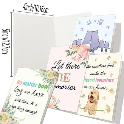 5x4 Inch Pet Loss Sympathy Card with Envelopes Bereavement Thoughtful Sympathy Condolences Cards 12 Cards