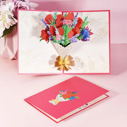 Sympathy Blessing Card Pop Up 3D Bouquet Card Flower Greeting Cards