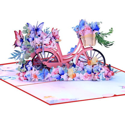 3D Pop Up Flowers, Bike, Bicycle Message Note, Sympathy Card