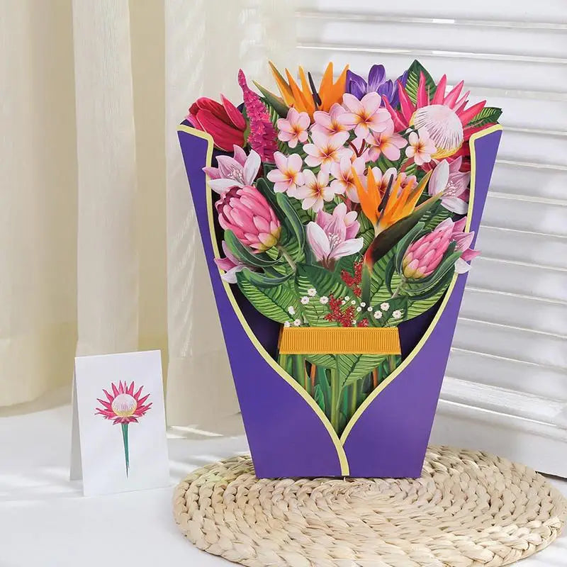 3D Pop Up Floral Paper Bouquet Sympathy Cards For your loved ones