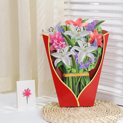 3D Pop Up Floral Paper Bouquet Sympathy Cards For your loved ones