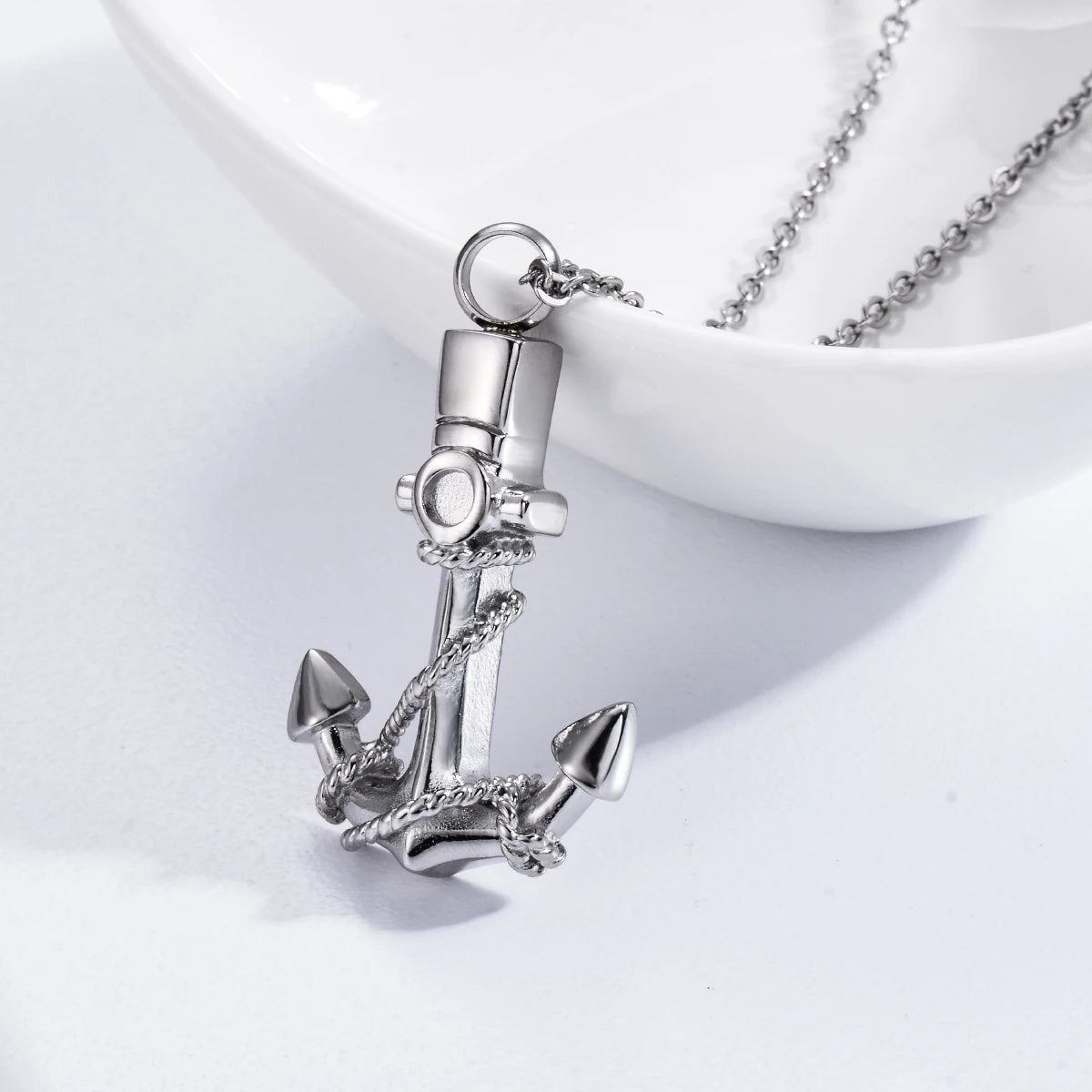 Navigation Keepsake Jewelry Stainless Steel Anchor Cremation Urn Pendant Necklace For Ashes Navy Friendship Gift