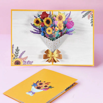 Sympathy Blessing Card Pop Up 3D Bouquet Card Flower Greeting Cards