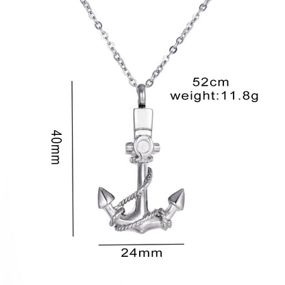 Navigation Keepsake Jewelry Stainless Steel Anchor Cremation Urn Pendant Necklace For Ashes Navy Friendship Gift