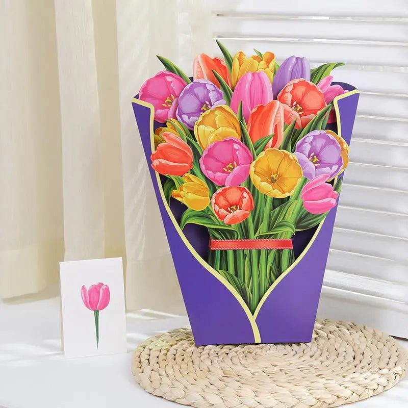 3D Pop Up Floral Paper Bouquet Sympathy Cards For your loved ones