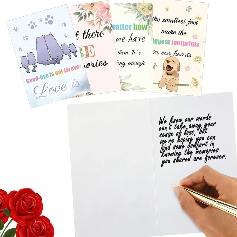 5x4 Inch Pet Loss Sympathy Card with Envelopes Bereavement Thoughtful Sympathy Condolences Cards 12 Cards