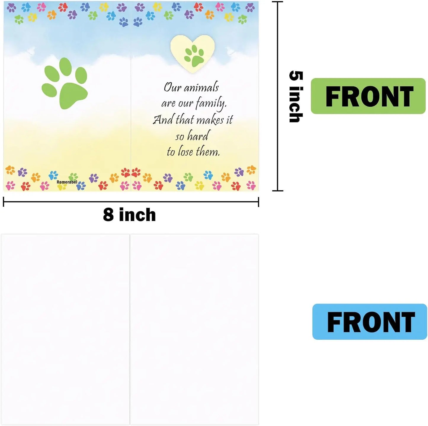 2 pcs Pet Sympathy Cards with Envelopes Sympathy Card Note5X8 Inch Dog Condolences Cards Loss of Pet Sympathy Cards